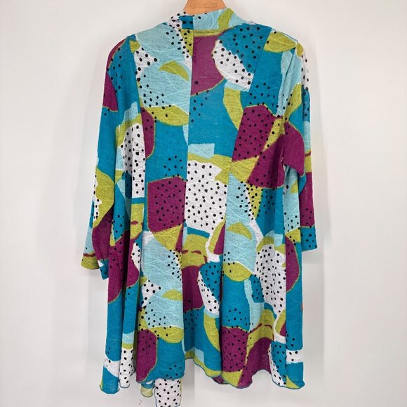 Ali Miles Womens Long knit Cardigan Jacket Multicolor t Pattern Front size XL - Picture 12 of 13